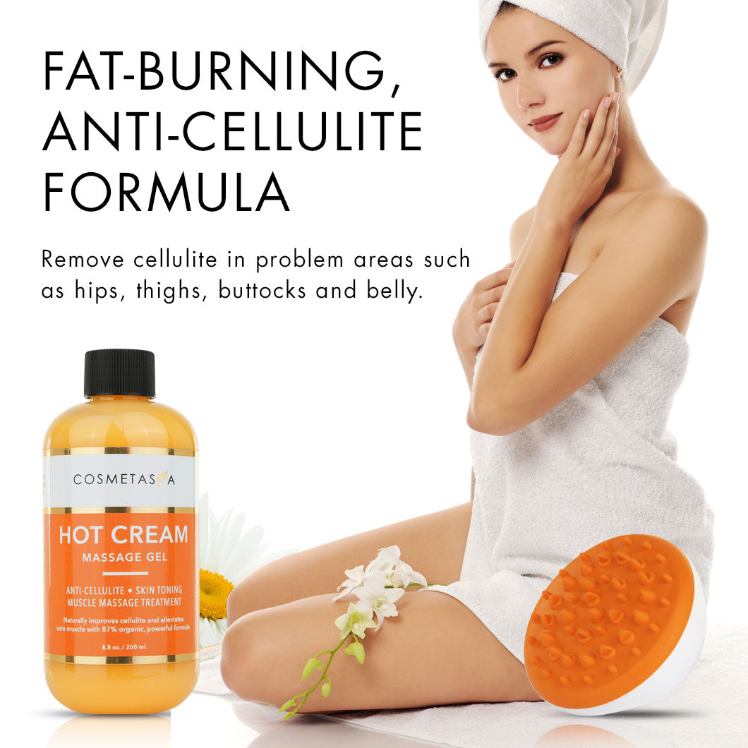 Hot Cream Massage Gel with Massager Mitt