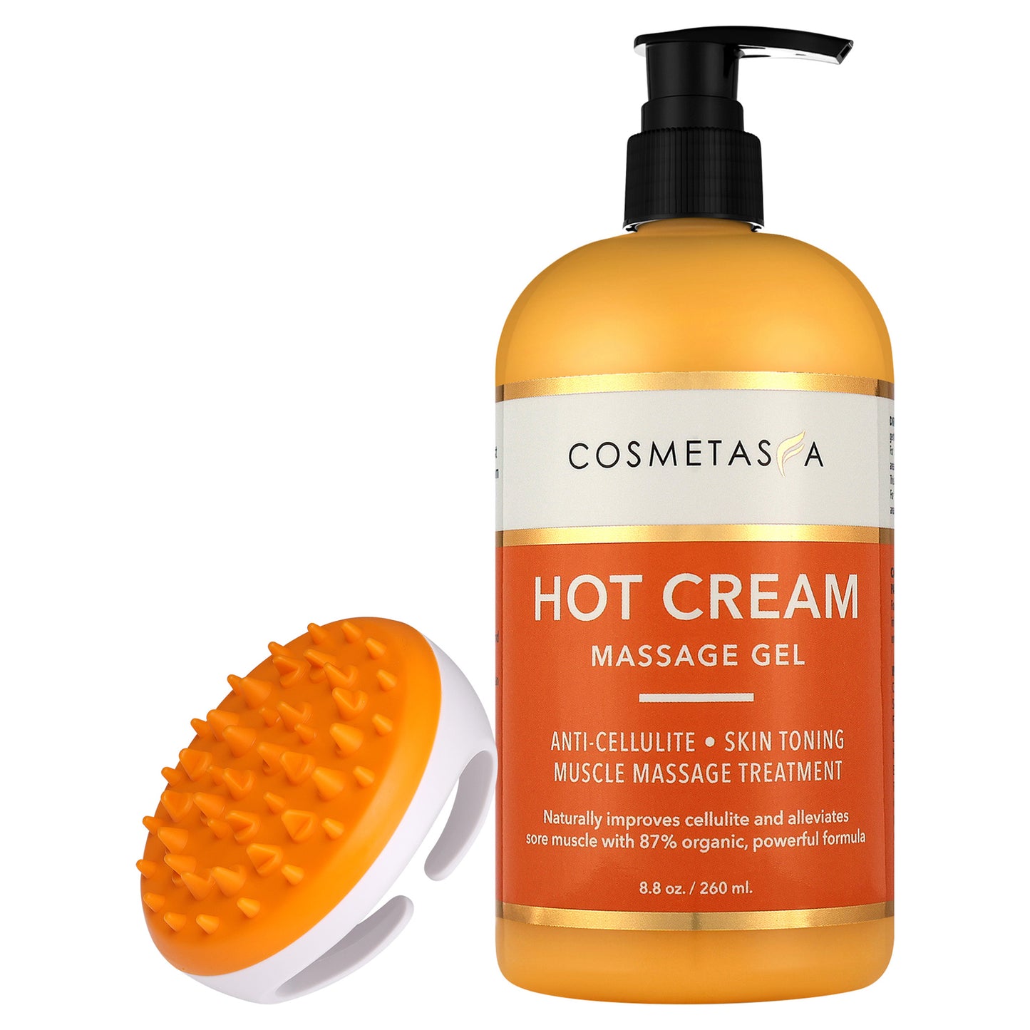 Hot Cream Massage Gel with Massager Mitt