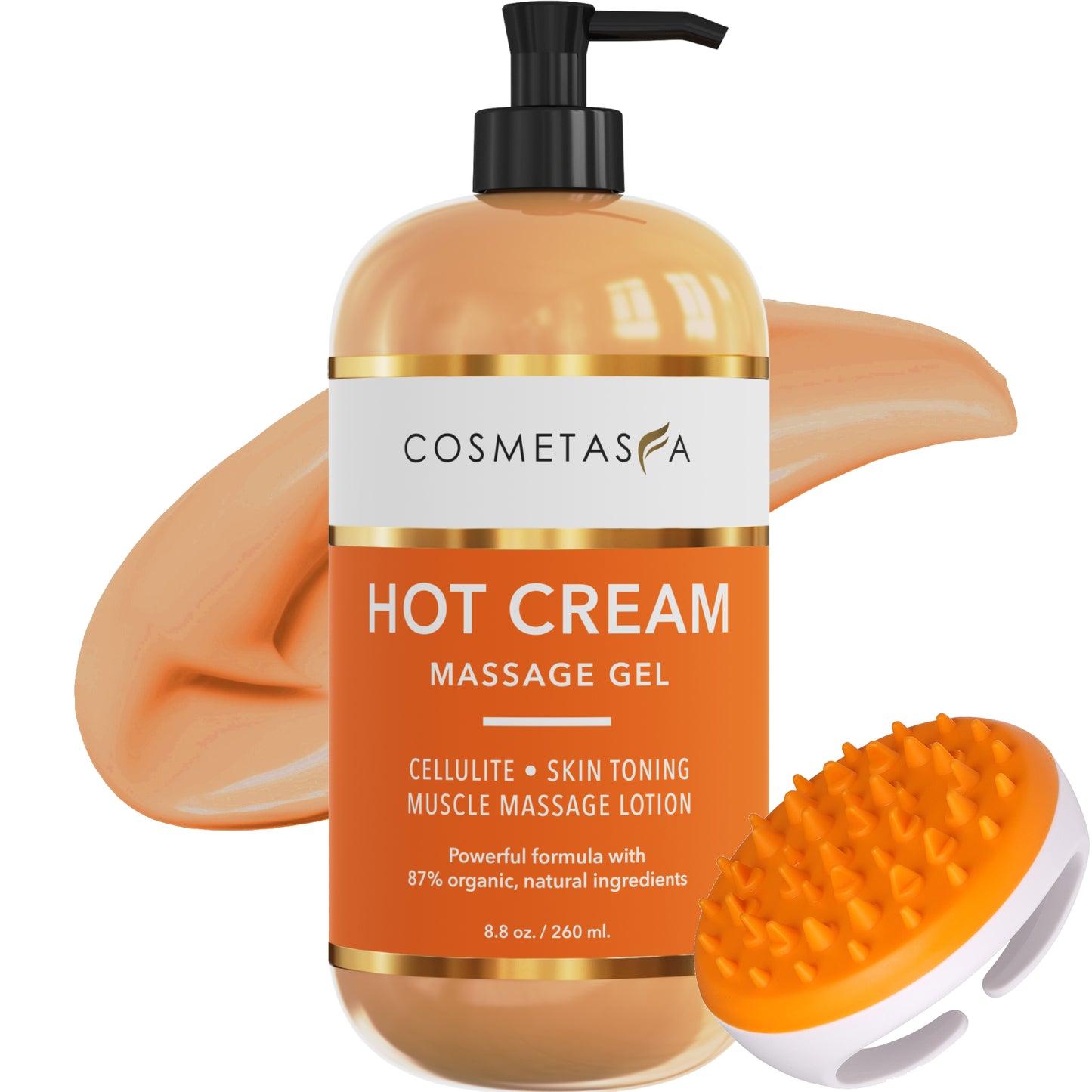 Hot Cream Massage Gel with Massager Mitt