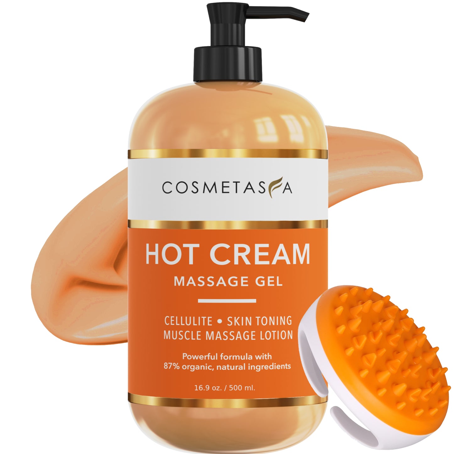 Hot Cream Massage Gel with Massager Mitt