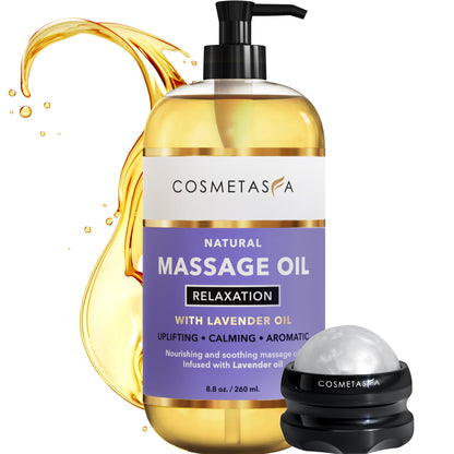 Lavender Relaxation Massage Oil with Massage Roller Ball 8.8 oz