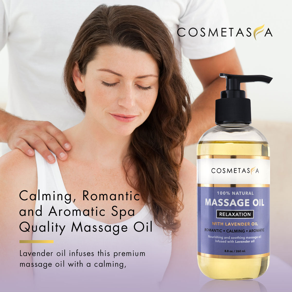 Lavender Relaxation Massage Oil with Massage Roller Ball 8.8 oz