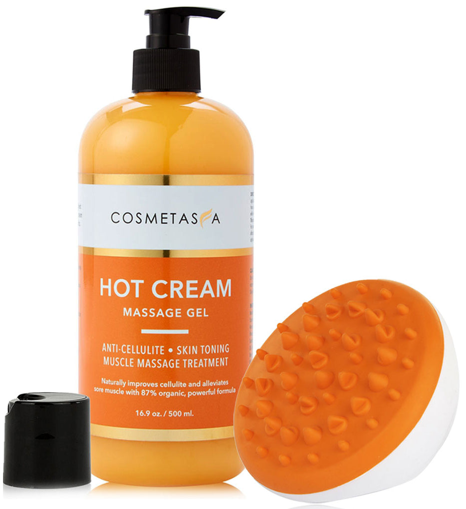 Hot Cream Massage Gel with Massager Mitt
