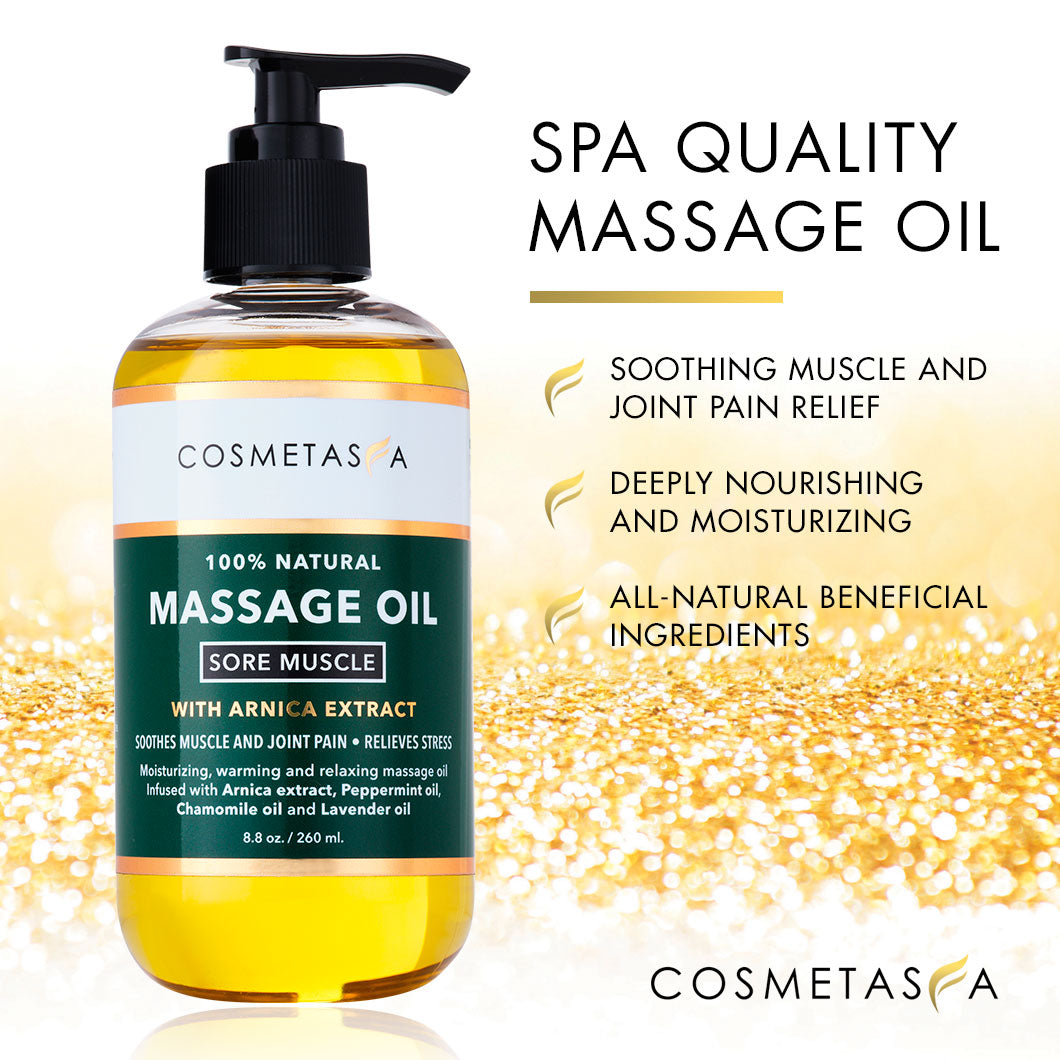 Cosmetasa Sore Muscle Massage Oil with Massage Ball Roller - Soothes Muscle store